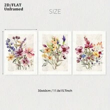 Bộ tranh không khung, 3 bức tranh nghệ thuật trang trí tường họa tiết hoa màu nước, tranh canvas phong cách Boho, tranh in hoa dại retro trung tính, trang trí phòng khách, nghệ thuật trang trí nhà hiện đại, quà tặng trang trí nhà sáng tạo lý tưởng. - hoa - Xem 10