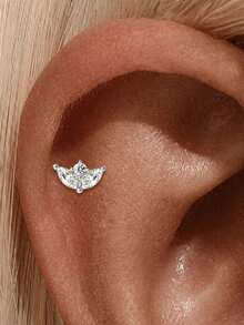 1件925纯银莫桑石精致闪亮星形耳钉，平底耳骨耳廓穿孔，低过敏性纯银材质，适合女性日常佩戴、派对和宴会等场合。 - 銀色 - 查看 7