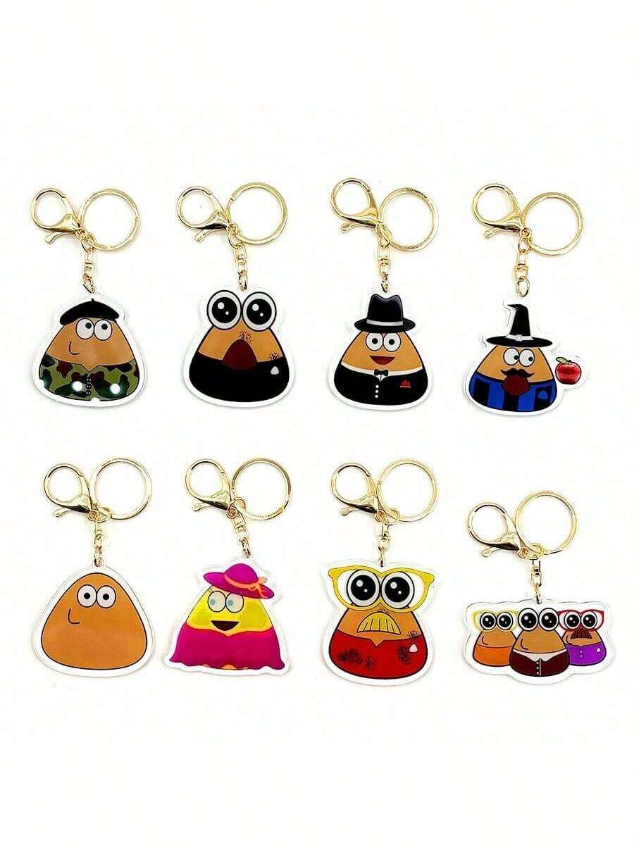 1pc Cute Kawaii My Pet Alien Pou Emoticon Keychain, Fan Gift - Multicolor - View 1