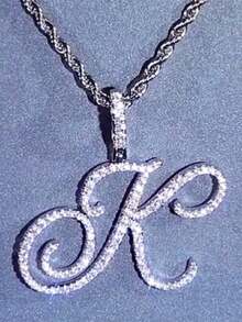 1pc Fashion Exaggerated Sparkling Cubic Zirconia Cursive Letter A-Z Gold & Sliver Necklace, Women Jewelry For Daily Wear - Multicolor - View 4