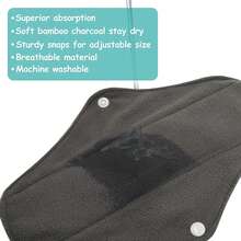 Reusable High Flow Menstrual Pads, Women's Winged Sanitary Pad Set, Washable Overnight Cloth Panty Liners (6-Pack) - Multicolor - View 5