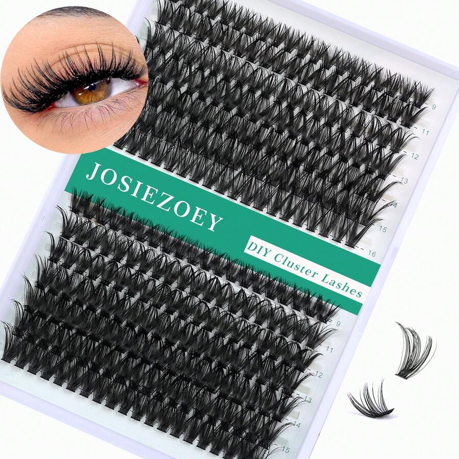 JOSIEZOEY Lash Clusters 40D+50D Individual Lashes 280pcs 0.07D 9-16mm Lash Extensions Cluster Lashes Thin Band Natural Cluster Eyelashes DIY Eyelashes Extension At Home(0.07D-9-16MM-Thin Band-Natutal) - 4+5D - 查看 1
