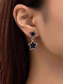 1 Pair Elegant Geometric Star Dangle Earrings, Suitable For Women's Daily Wear - Star Earrings - View 2