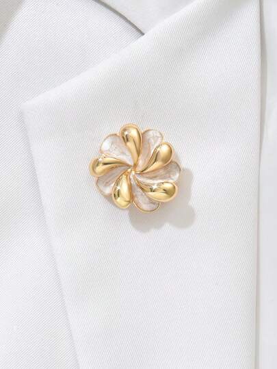 دبوس وردي بتصميم زهري على الطراز الفرنسي، مناسب للمناسبات الرسمية والاستخدام اليومي