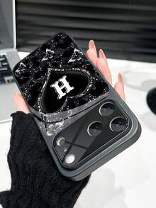 1pc Customized Letter Phone Case, Butterfly, Heart, Leopard Print Pattern, Gift For Friends, Couples And Family. Compatible With IPhone 17/17Pro/17ProMax/17Air/16/16Pro/16ProMax/16Plus/15/15Plus/15Pro/15ProMax/14/14Plus/14Pro/14ProMax/13/13Pro/13ProMax/12/11, Large Window Glass Matte Shell, Upgraded Full Camera Protection, Shock-Proof, Scratch-Resistant, High-End Protective Cover - Black - View 4