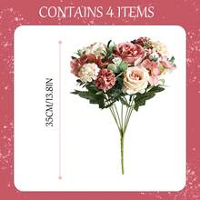 4 PCS Premium Silk Peony Rose Bouquets, Realistic Fake Flowers For Dining Table Centerpieces, Versatile Artificial Floral Decor For Indoor & Outdoor Events - Watermelon Pink - View 2