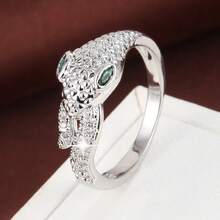 1pc Snake Bite Tail Design Cubic Zirconia Inlaid Women Ring - Multicolor - View 10