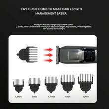 Recortadora de cabello para hombres HYUNDAI, cortadora eléctrica con cuchillas de cerámica, resistente al agua IPX6, carga rápida USB-C, kit de aseo corporal - Gris - Ver 9