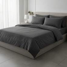 Sabana Premium 3000 Hilos Textura Rayado King Size - Gris Oscuro - Ver 1