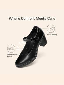 Women's Chunky Low Block Heels Pumps Round Toe Comfortable Elegant Solid Color Shoes For Dating Or Vacation - 黑色 - 查看 3