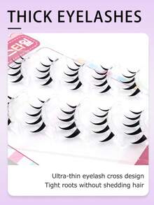 5对尖头浓密自然款假睫毛，可爱恶魔风，卷翘轻盈动漫风全条假睫毛，欧美风 - 尖尾漫畫款 - 查看 4