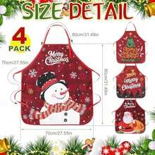 4Pcs Funny Christmas Kitchen Aprons For Women Men Adjustable Cooking Chef Aprons Waterproof Bib Apron For Xmas Party Gift - / - Xem 2