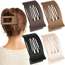4个装女士扁平发夹 - 大号发夹，适合细软和浓密头发，牢固固定发饰 - 彩色 - 查看 1