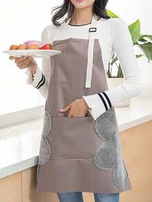 1 pieza Delantal ajustable impreso, material de plástico, delantal resistente al agua, delantal de cocina, restaurante para mujeres, hombres, chef, barbacoa, manualidades DIY, uso en exteriores - Multicolor - Ver 3