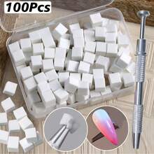 100pcs Set With Pen, Mini Tofu Sponge Nail Art Tools, Gradient Tie Dye Blush, Metal Nail Clips - Multicolor - View 8
