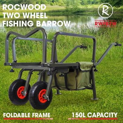 Fishing Trolley Two Wheel Folding Barrow Cart With Bag Adjustable Legs