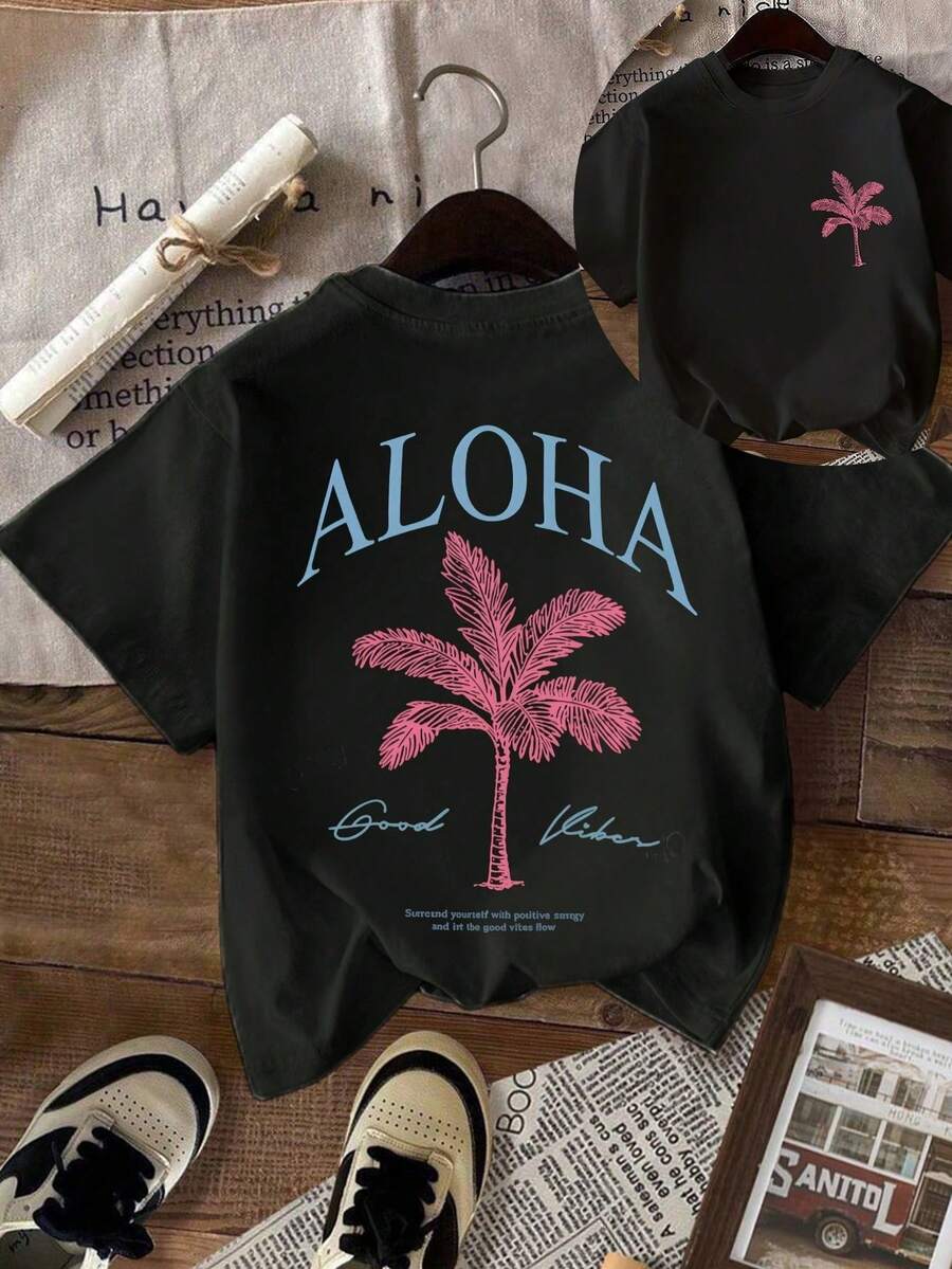 女士純色圓領短袖T卹,超寬鬆上衣,100%棉質上衣,柔軟舒適,日常休閒,街頭服飾,趣味椰子樹字母標語圖案印花,top,verano,tops mujer,camisetas mujer,blusas de mujer,jersey,sudaderas de mujer,ropa mujer,blusas de mujer elegantes,verano mujer,ropa verano mujer,deporte,tops verano, mujer,camisetas de gym mujer,camisetas básicas,camisetas manga corta mujer,verano,romwe,festival outfit mujer,Y2K,秋冬奇卹,,vacation, beach,casual,90年代戶外服裝/4ps> women,outfits，黑色上衣 - 黑色- - 查看 1