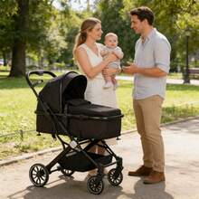 High View Stroller, Seat Converts To A Recliner, 2-In-1 Stroller, No Need To Transition From Birth To 3 Years, Foldable Stroller, Travel Essential, Baby Essentials, Reversible Seat - Black - View 10