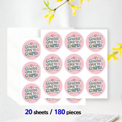 180 piezas Pegatinas "Gracias por tu compra", con forma de corazón rosa, de 1.5 pulgadas, diseño dibujado a mano, excelente para regalos de negocios y embalaje, ideal para la experiencia de embalaje de regalos, pegatinas de envoltura de regalos, embalaje de pequeños negocios