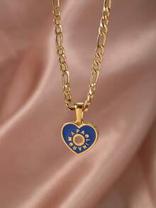 1件时尚优雅不锈钢女士吊坠项链，饰有字母和心形元素，适合日常佩戴、节日、约会、订婚、婚礼等场合。 - 彩色 - 查看 15