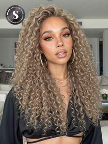 22 Inch Wine Red 13x4 Lace Front Afro Kinky Curly Synthetic Hair Wig, Made Of 100% Synthetic Fiber And High Temperature Fiber, Easy To Manage, Versatile Style Suitable For Daily Wear, Holidays, Parties, Weddings And Other Occasions, Women Wig - Maroon - View 1