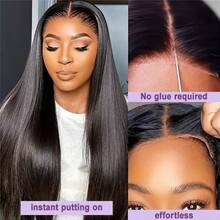 200% Density Natural Black Straight Hair 13*4 Lace Front Wig - Straight Human Hair Lace Front Wig 5*5 4*4 No Glue Mixed Hair Wig - Pre-Plucked Pre-Styled Middle Part Natural Hairline Wig - Suitable For Daily Use By All - Natural & Black - View 2