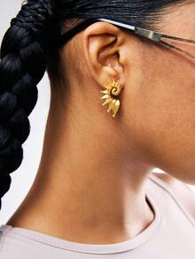 1 Pair Seashell Stud Earrings For Women, Y2k Style Jewelry Gift - Multicolor - View 3