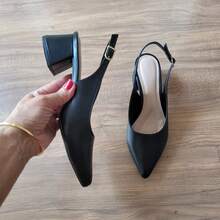 Women's Slingback Pump With 5cm Block Heel - Comfortable And Stylish - Black - View 9