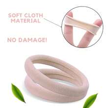 20Pcs (5cm) Hair Ties Large Seamless Cotton Stretch Hair Bands Rope Thick Elastic Ponytail Holders Headband For Thick Heavy And Curly Hair, No Damage No Slip - Beige - View 3
