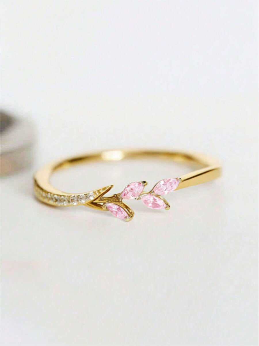 1 chiếc nhẫn vuông đính đá Cubic Zirconia dành cho nữ, thích hợp làm quà tặng đám cưới, tiệc tùng, lễ đính hôn, kỷ niệm, ngày Valentine. - Vàng - Xem 1