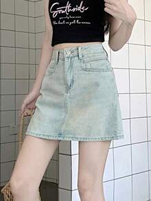 Mẫu mới về: Chân váy ngắn denim wash, kiểu dáng thường ngày, thích hợp cho mùa hè. - Rửa nhẹ - Xem 9