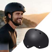 Skateboard Bike Helmet For Adults, Adjustable Size, Lightweight Men's And Women's Helmet, Cycling And Skateboarding, Paintable, Christmas Gift (Black, White) - Black - View 5