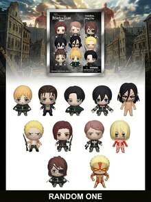 1PC Crunchyroll Officially Licensed AttackonTitan 3D Figural Foam Bag Clip Keyring Mystery Blind Bag Keychain Random One Levi Or Other Characters Cartoon Anime Blind Box For Friends As Birthday Anniversary Gifts - Multicolor - View 2