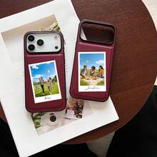 个性化照片手机壳，烫金3D立体雕刻，兼容 17 Pro Max系列，酒红色纹理设计，防滑防震防刮，生日周年纪念日完美礼物 - 彩色 - 查看 11