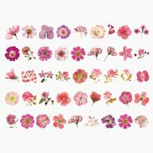 45pcs/Box Beautiful Flower & Leaf Stickers, Romantic Floral Series PET Box Stickers, INS Floral Scrapbooking DIY Decorative Stickers, Waterproof PET Self-Adhesive Stickers Scrapbook Supplies Stationery Funny Stickers Kindle - A - View 12