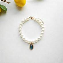 Collar de lujo para mascotas, diseño elegante con perlas falsas y jade, material duradero y de moda, ajuste cómodo y ajustable - Multicolor - Ver 15