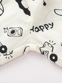 Balabala Kids Casual Pants, Boys & Girls, All-Over Print, Elastic Cuff Lantern Pants Summer 2026 - White and Black - View 5