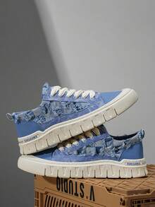 2025 New Niche Fashion Breathable Versatile Outdoor Canvas Sneakers, Anti-Slip , Suitable For All Seasons - Blue - View 3