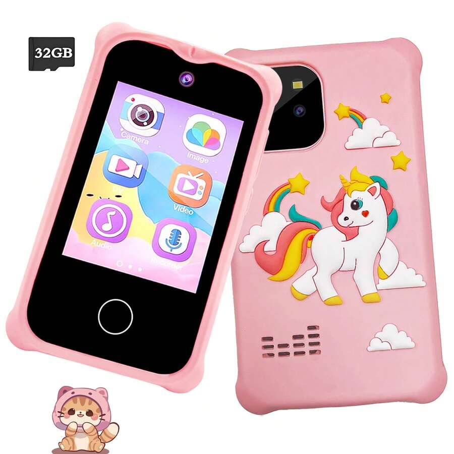 Children's Smart Educational Toy Phone, Unicorn Design, Supports 32G Memory Card, Multiple Styles Available, Ideal Holiday And Birthday Gift For 3-12 Year Old Boys And Girls - Multicolor - View 1