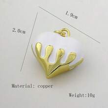 1pc Copper Fashionable Elegant Heart Shaped Pendant, DIY Bracelet Necklace Earring Jewelry Accessory - Multicolor - View 11