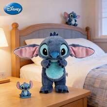 Disney Ba lô hình búp bê nhồi bông Stitch chính hãng, tư thế ngồi với tai có thể cử động, gối nhồi bông Stitch, quà sinh nhật, đồ trang trí nhà cửa, phụ kiện phòng ngủ, thích hợp cho tương tác cha mẹ - con cái, quà tặng búp bê, quà lưu niệm. - Màu xanh lam - Xem 11