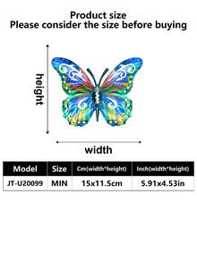 2D Flat 1pc Metallic Colorful Butterfly Wall Art Decoration, Decorative Hanging Metal Butterfly, Suitable For Gardens, Patios, Living Rooms, Balconies - A Personalized Gift For Family And Friends, Perfect For Room Decoration, Interior Decoration, And Home Decor. - Multicolor - View 9