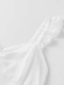 Giufajk Women's Summer Cami Floral Sleeveless Square Neck Embroidery Ruched Waist Elegant Mini Dress, Suitable For BirthdayHoliday Party Sweet Date NightPromWeddingGarden PartiesVacation , Graduation Dress - 白色 - 查看 7