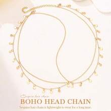 1PC Adjustable Gold Sequin Head Chain For Women, Alloy Bohemian Prom Headpiece Hair Jewelry, Cleopatra Festival Costume Hair Accessories, Fashion Bohemian French Elegant Summer Headband For Wedding, Party, Holiday, Daily Wear, Elegant Headpiece For Daily Photography Gift - 1 - Xem 2