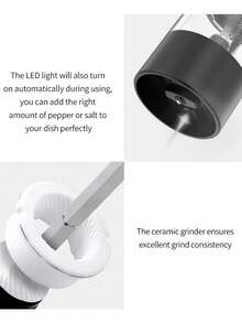 1pc Automatic Pepper Grinder, Adjustable Spice Grinder, Electric Seasoning Mill, Requires 2 AA Batteries, Kitchen Tool - Multicolor - View 7