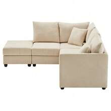 Sofas & Couches - Beige + Cotton Linen + 5 Seat-1 - View 11