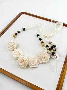 1pc Bohemian Fabric Rose Waist Chain, Casual Bohemian Fabric Waist Belt/Sash For Wedding Party, Birthday Gift, St. Patrick's Day Gift - Multicolor - View 8