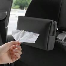 Caja de pañuelos de coche de moda, diseño fácil de usar - Organizador de almacenamiento de cuero sintético, adecuado para el respaldo del asiento y la visera, accesorio de interior de coche portátil y elegante - Caja de pañuelos para coche - Ver 2