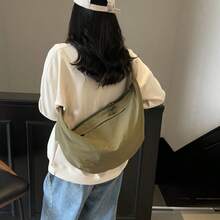 Túi tote nylon dung tích lớn dành cho nữ, túi đeo vai chéo đa năng mới năm 2025, túi đeo vai tối giản phong cách thường ngày, túi messenger rộng rãi màu trơn thời trang cho mùa xuân/hè. - Nhiều màu - Xem 7
