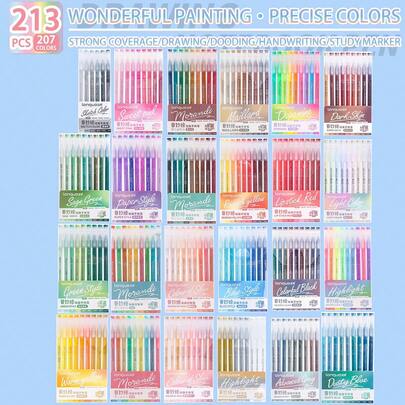 Languo 15/72/168/207/234 Color High Capacity Gel Pens,0.6mm Precise Color For Line Drawing,Coloring,Outlining,Ceramics,Plastics,Wood,Stone,Fabric,Paper Exceptional Color Coverage Ideas Gift Choice Back To School Essentials 2026 Art Supplies Stationery